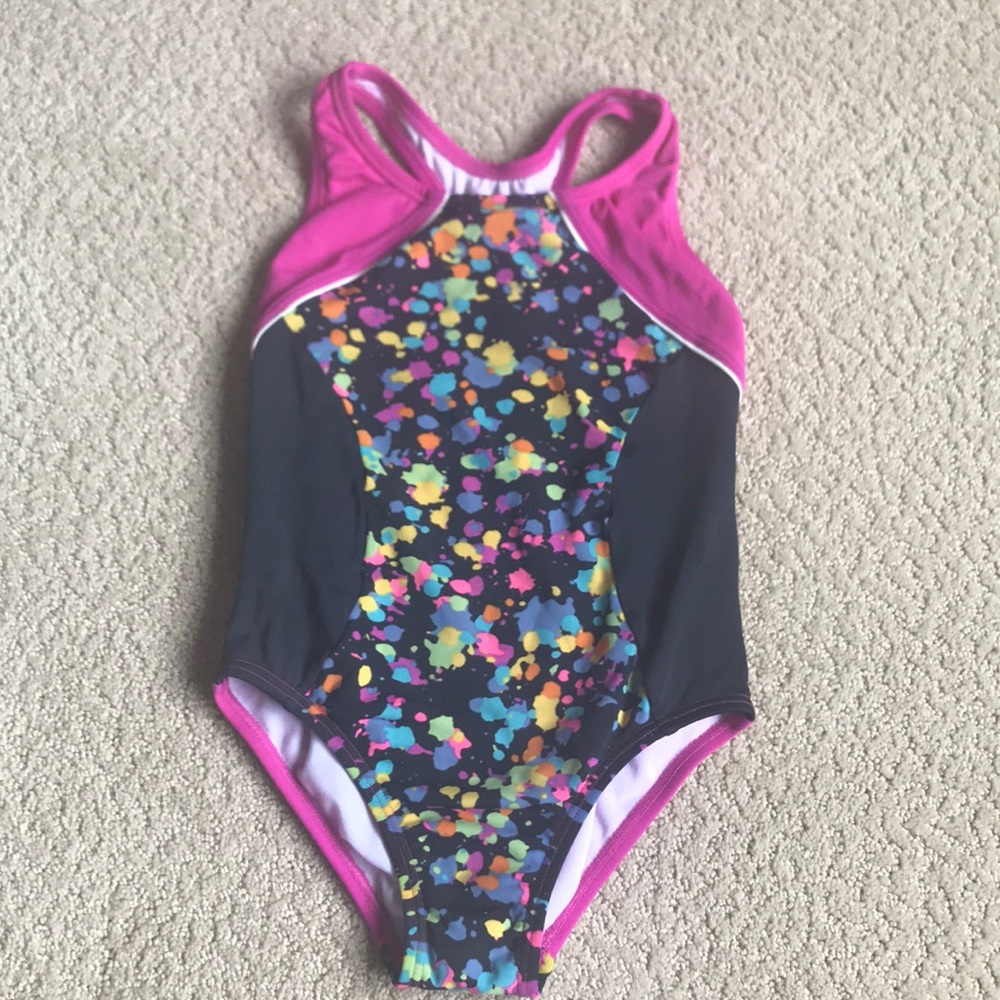 Girls one piece lined Racerback bathing suit, 6